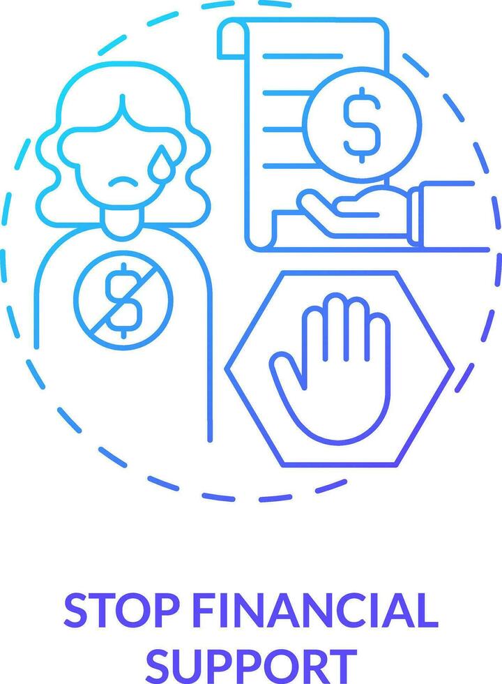 Stop financial support blue gradient concept icon. Independence. Teaching teenager responsibility abstract idea thin line illustration. Isolated outline drawing vector