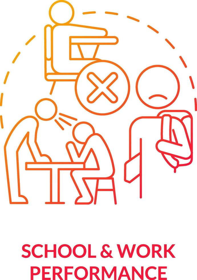 School and work performance red gradient concept icon. Family conflict. Parent teen conflict area abstract idea thin line illustration. Isolated outline drawing vector