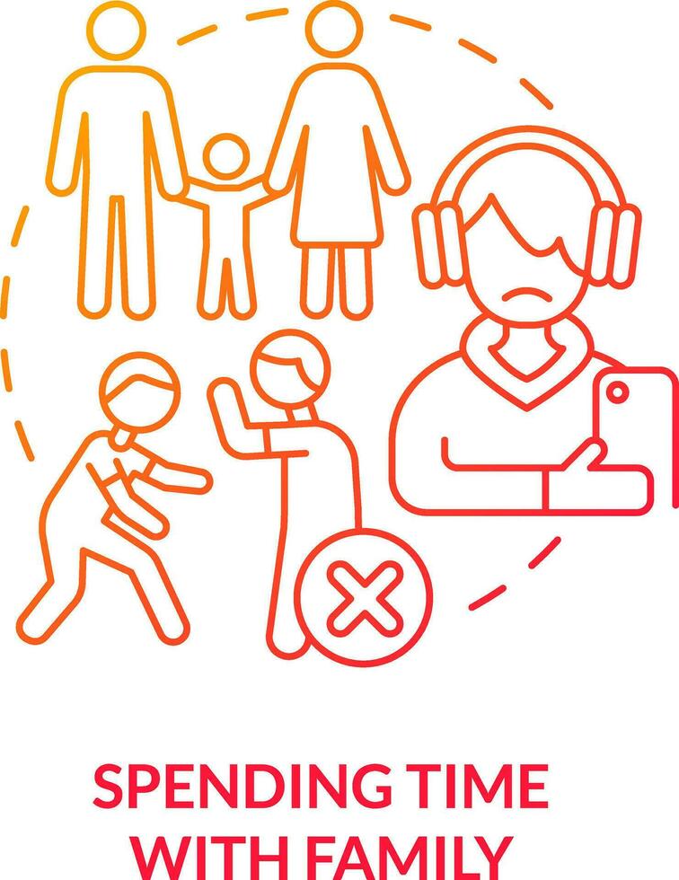 Spending time with family red gradient concept icon. Relationship. Parent teen conflict area abstract idea thin line illustration. Isolated outline drawing vector