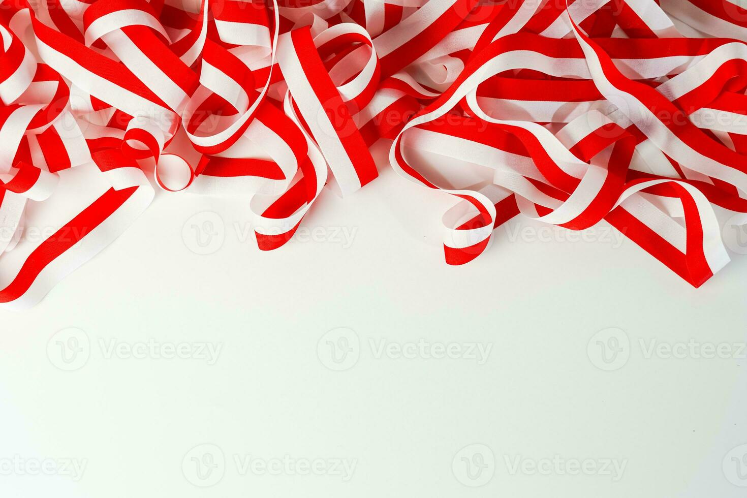 ribbon, red and white flag of Indonesia independence day August 17th, i love indonesia, isolated on white background photo