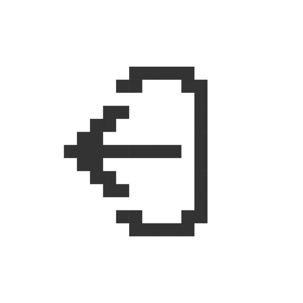 Export data pixelated ui icon. Importing files to library. Data backup. Unload, restore. Editable 8bit graphic element. Outline isolated vector user interface image for web, mobile app. Retro style