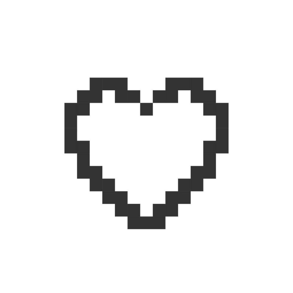 Heart pixelated ui icon. Like button. Expressing love. Sharing reaction. Appreciation. Editable 8bit graphic element. Outline isolated vector user interface image for web, mobile app. Retro style