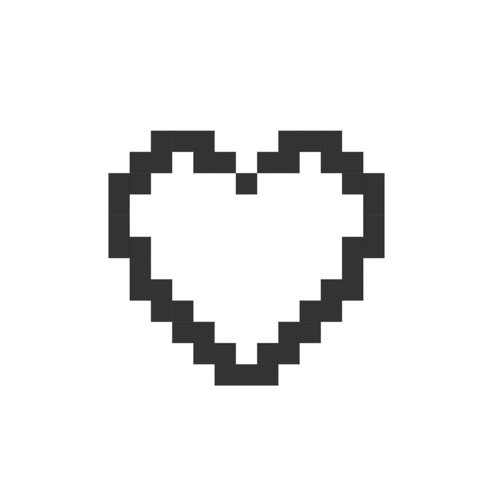 corazón pixelado ui icono. me gusta botón. expresando amor. compartiendo reacción. apreciación. editable 8 bits gráfico elemento. contorno aislado vector usuario interfaz imagen para web, móvil aplicación retro estilo