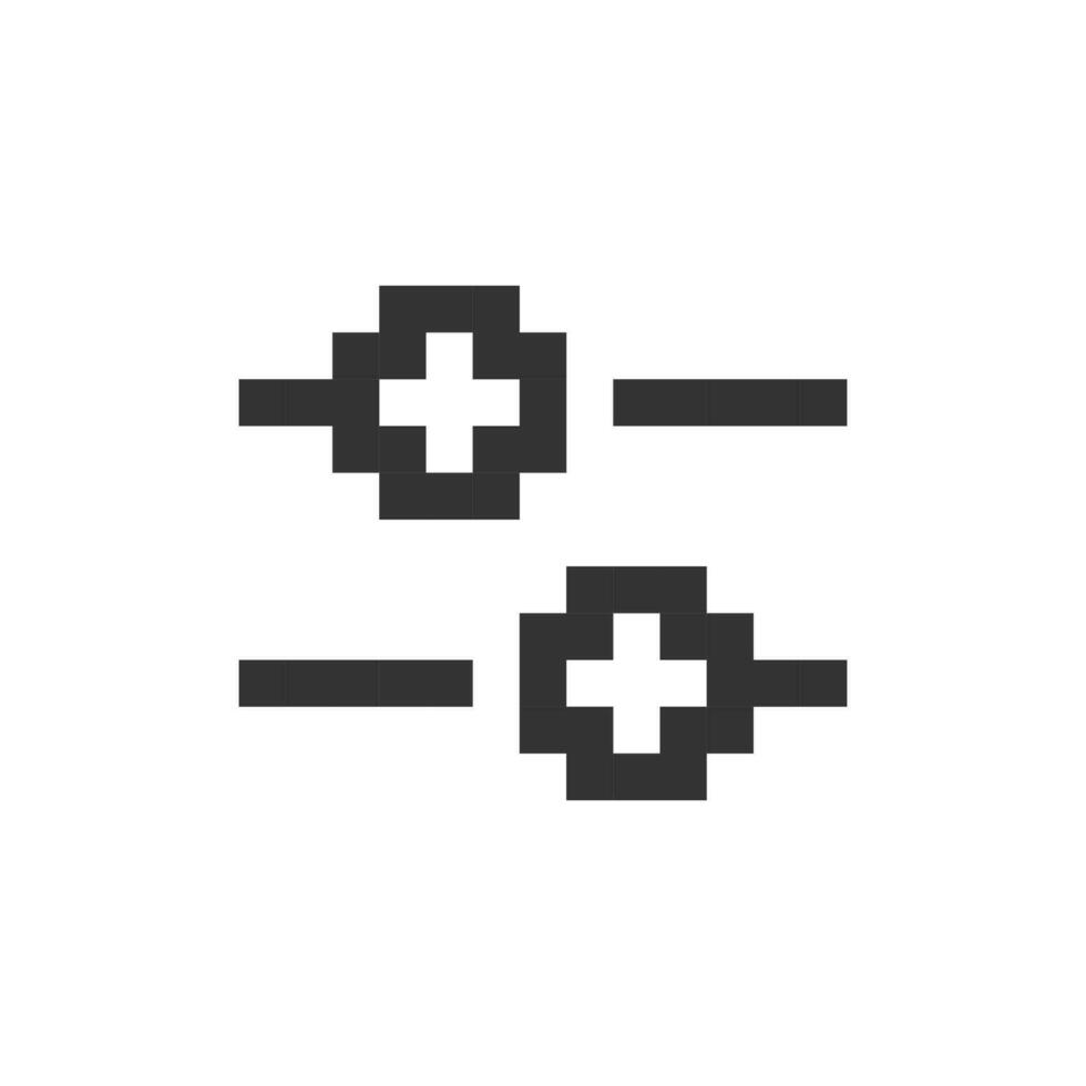Horizontal adjust pixelated ui icon. Equalizer setting. Sound options. Volume control. Editable 8bit graphic element. Outline isolated vector user interface image for web, mobile app. Retro style