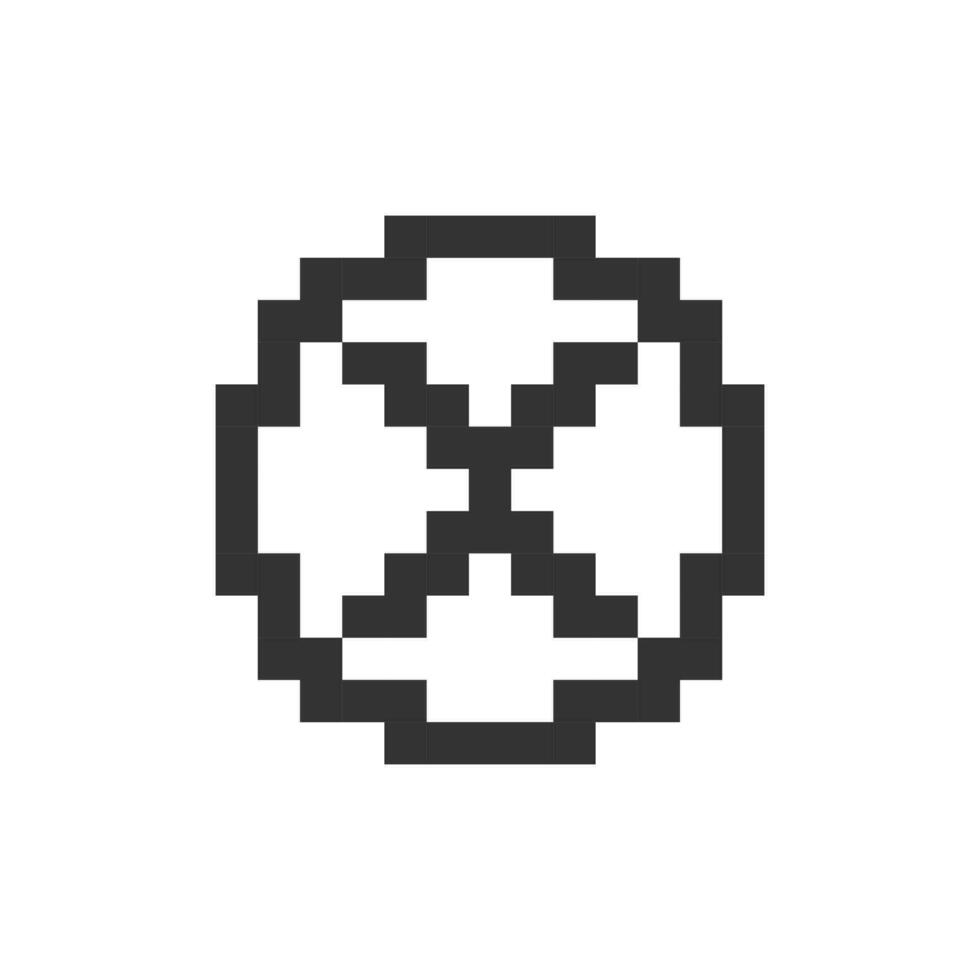 Delete button pixelated ui icon. Alert error. Toolbar control. Cancel upload. Menu command. Editable 8bit graphic element. Outline isolated vector user interface image for web, mobile app. Retro style