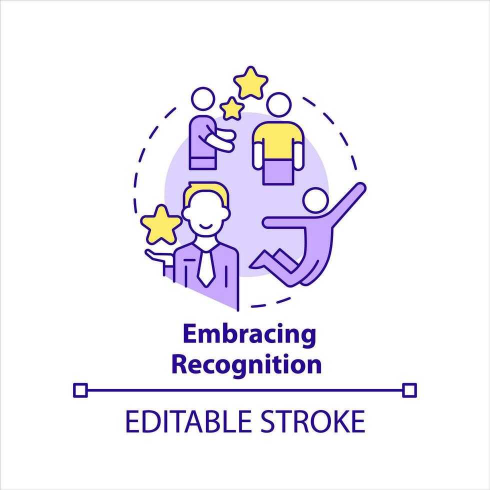 Embracing recognition concept icon. Encourage employees. Motivate workers. Retention abstract idea thin line illustration. Isolated outline drawing. Editable stroke vector