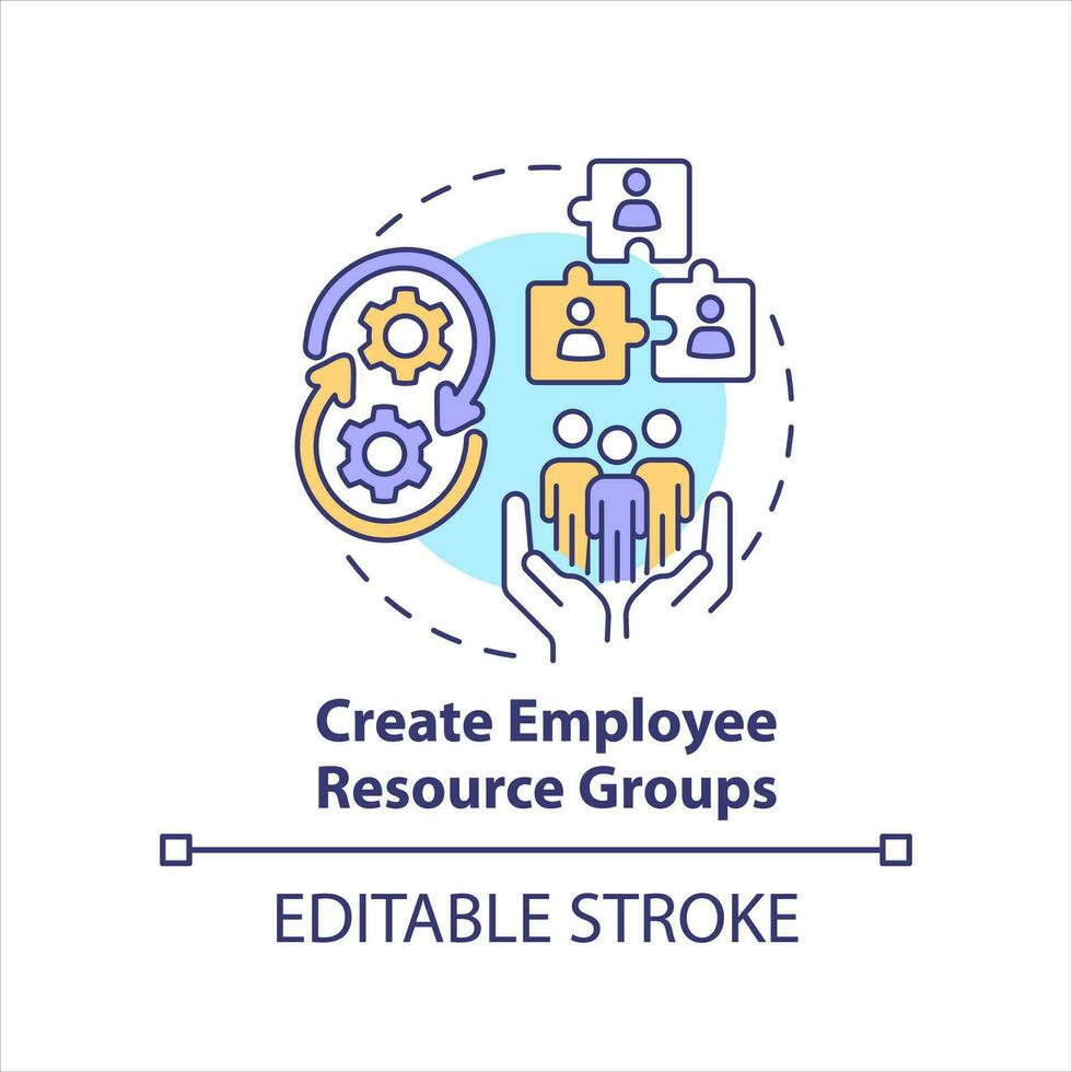 Create employee resource groups concept icon. Workers communities. Employment brand abstract idea thin line illustration. Isolated outline drawing. Editable stroke vector