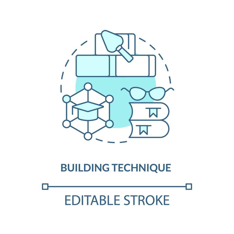 Building memory technique concept turquoise icon. Associative learning. Memorize abstract idea thin line illustration. Isolated outline drawing. Editable stroke vector