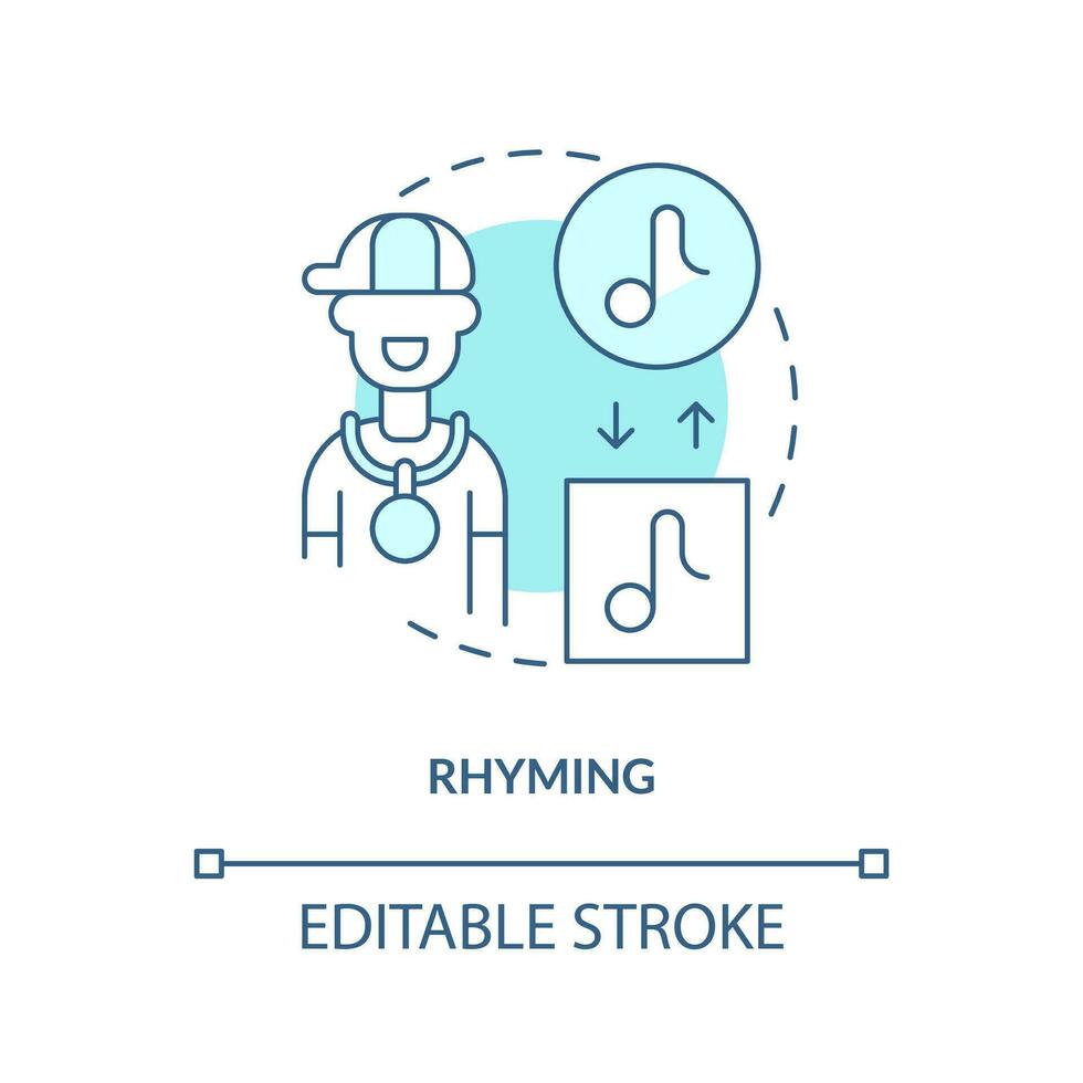 Rhyming memorization techniques concept turquoise icon. Retain information. Memory abstract idea thin line illustration. Isolated outline drawing. Editable stroke vector