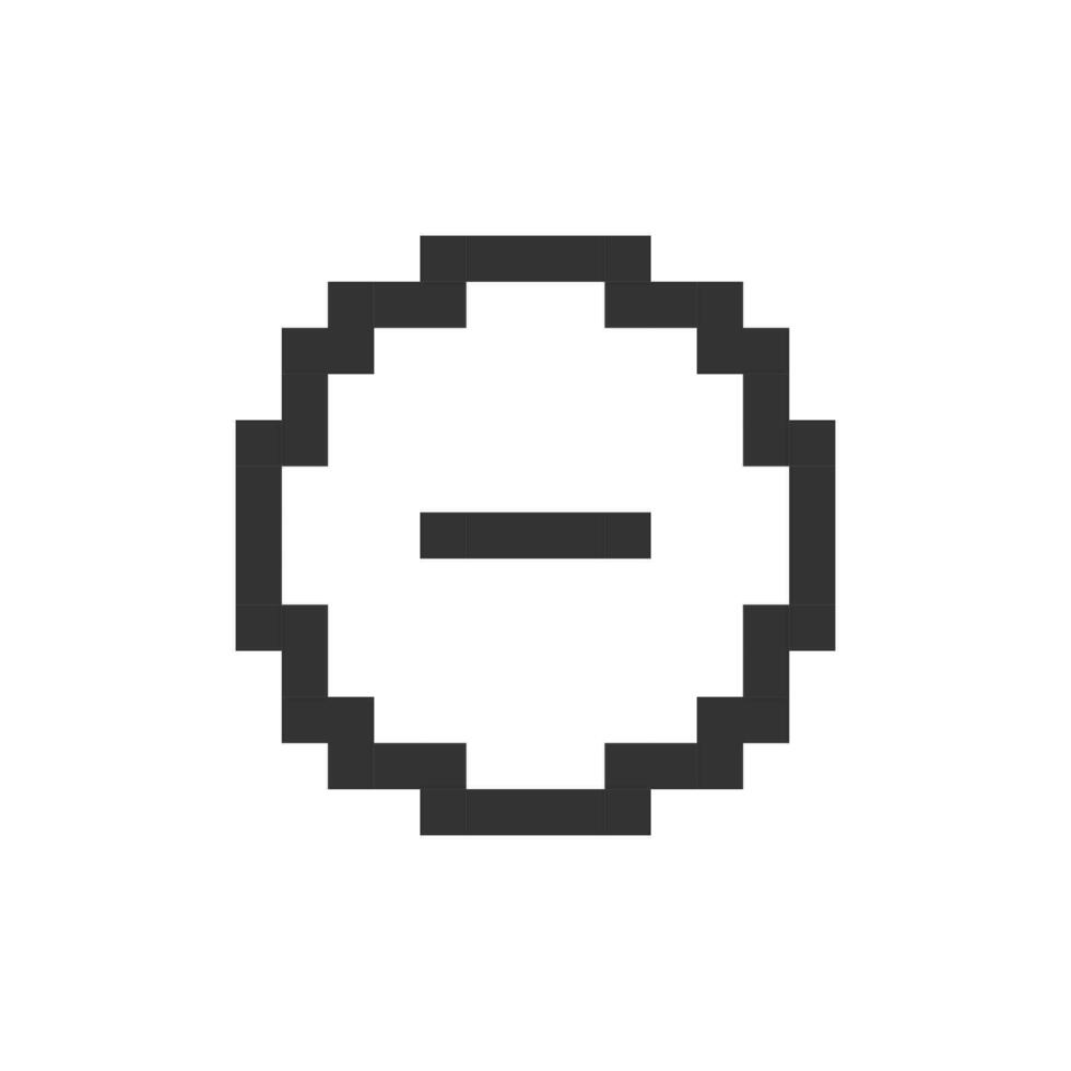 Remove button pixelated ui icon. Decrease volume. Collapsible content. Toolbar control. Editable 8bit graphic element. Outline isolated vector user interface image for web, mobile app. Retro style