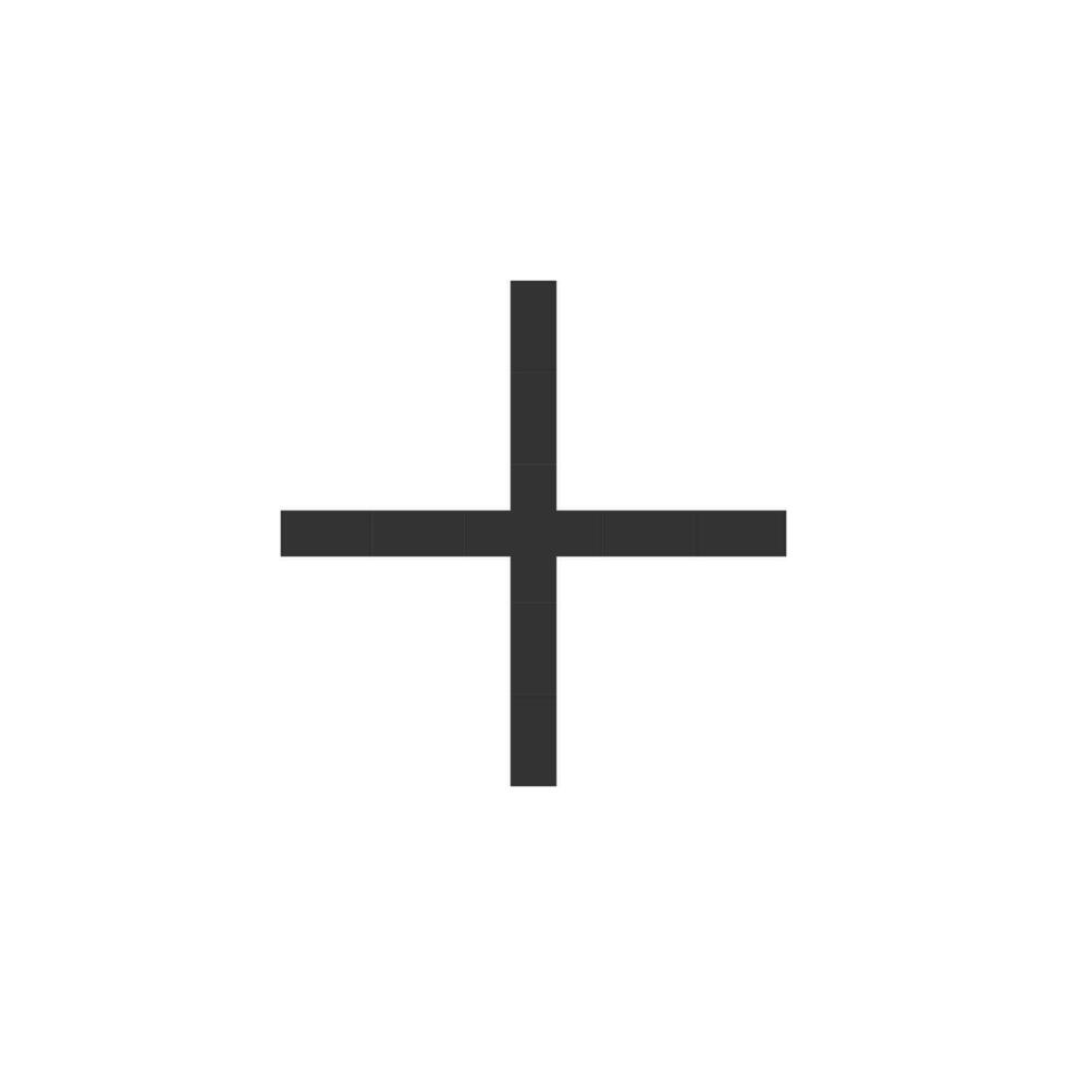 Plus pixelated ui icon. Expanding option. Interactive content. Upload new file. Editable 8bit graphic element. Outline isolated vector user interface image for web, mobile app. Retro style