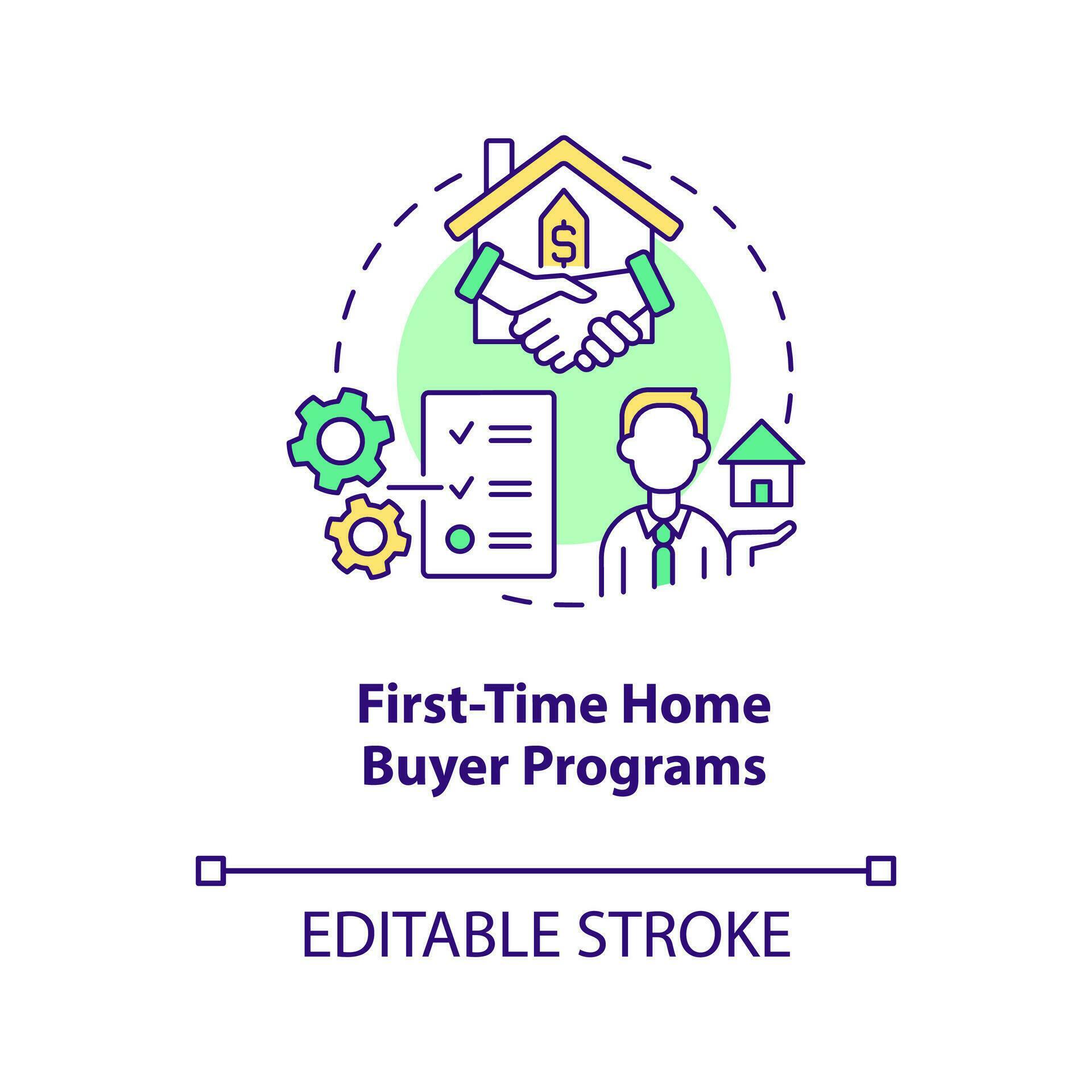 First time home buyer programs concept icon. Downpayment assistance