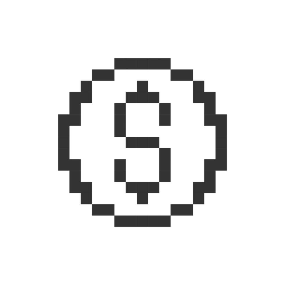 dólar moneda pixelado ui icono. moneda y dinero. dorado centavo. Finanzas y bancario. editable 8 bits gráfico elemento. contorno aislado vector usuario interfaz imagen para web, móvil aplicación retro estilo