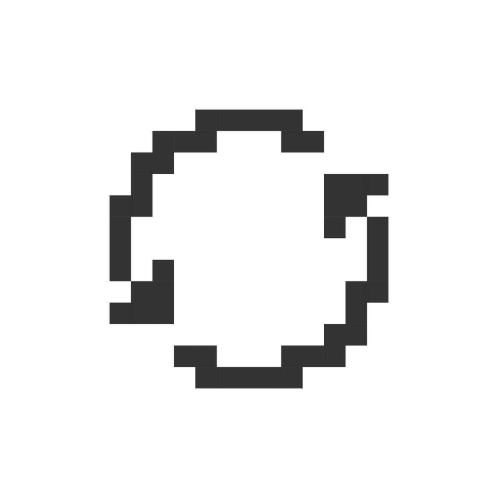 Synchronization pixelated ui icon. Rotating arrows. Sync process. Docking with device. Editable 8bit graphic element. Outline isolated vector user interface image for web, mobile app. Retro style