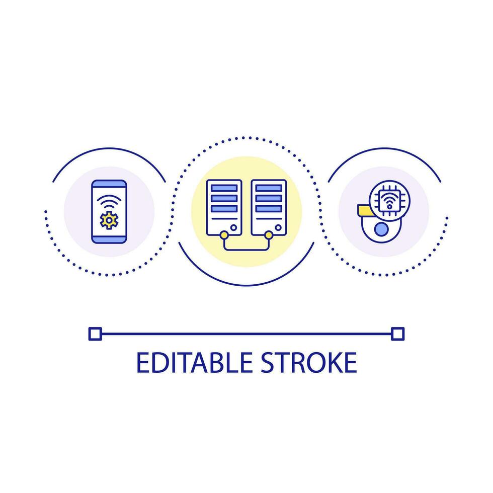 Wireless network connection loop concept icon. IoT technologies. Mobile devices. Share information abstract idea thin line illustration. Isolated outline drawing. Editable stroke vector