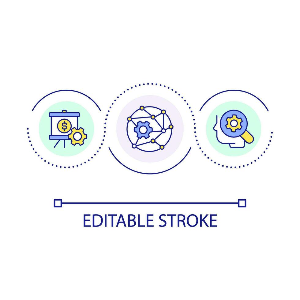 Effective strategizing loop concept icon. Increase income. Business analytics. Customer research abstract idea thin line illustration. Isolated outline drawing. Editable stroke vector