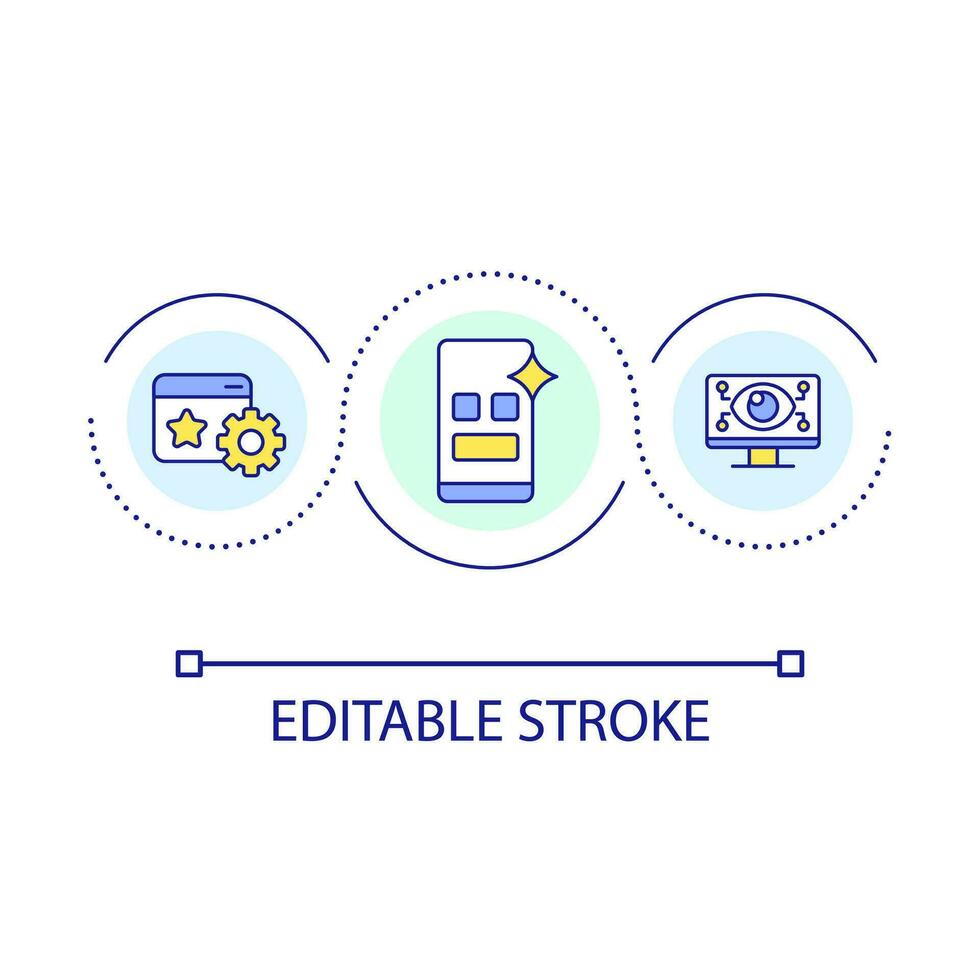 IoT technology loop concept icon. Mobile application. Digital platform. Remote monitoring abstract idea thin line illustration. Isolated outline drawing. Editable stroke vector