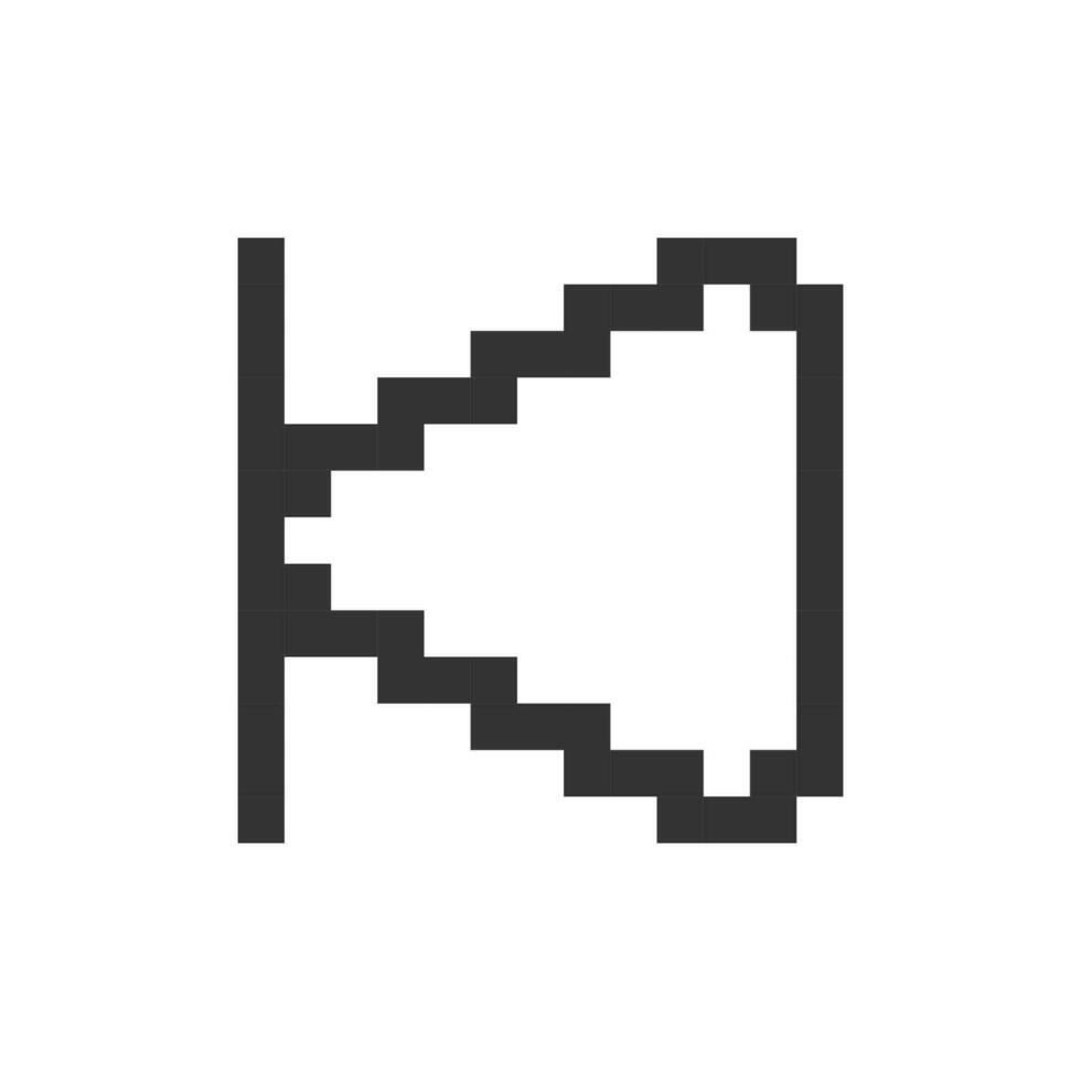 Skip previous button pixelated ui icon. Music player. Play multimedia. Rewind to start. Editable 8bit graphic element. Outline isolated vector user interface image for web, mobile app. Retro style