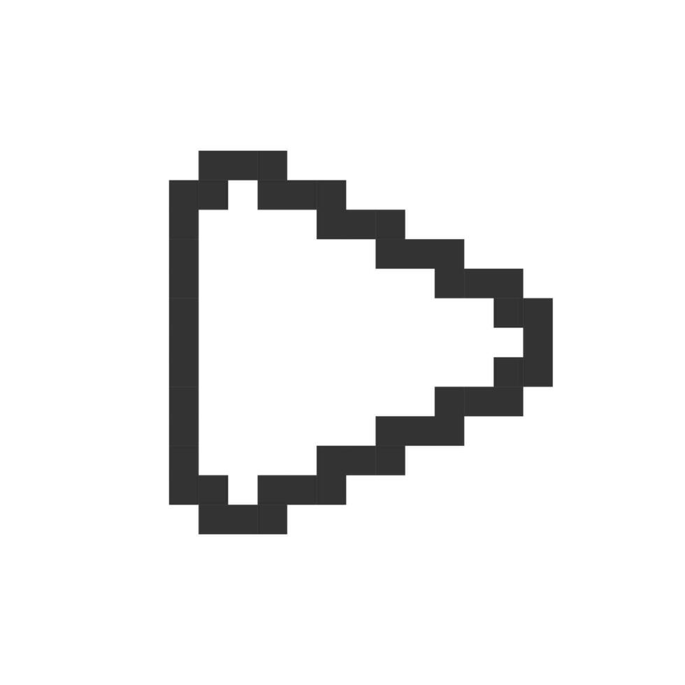 Play button pixelated ui icon. Music player bar. Playing multimedia file. Playback. Editable 8bit graphic element. Outline isolated vector user interface image for web, mobile app. Retro style