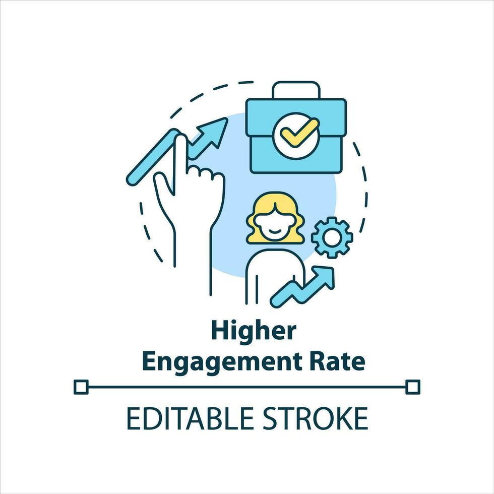 Higher engagement rate concept icon. Encourage employees. Motivate workforce abstract idea thin line illustration. Isolated outline drawing. Editable stroke vector