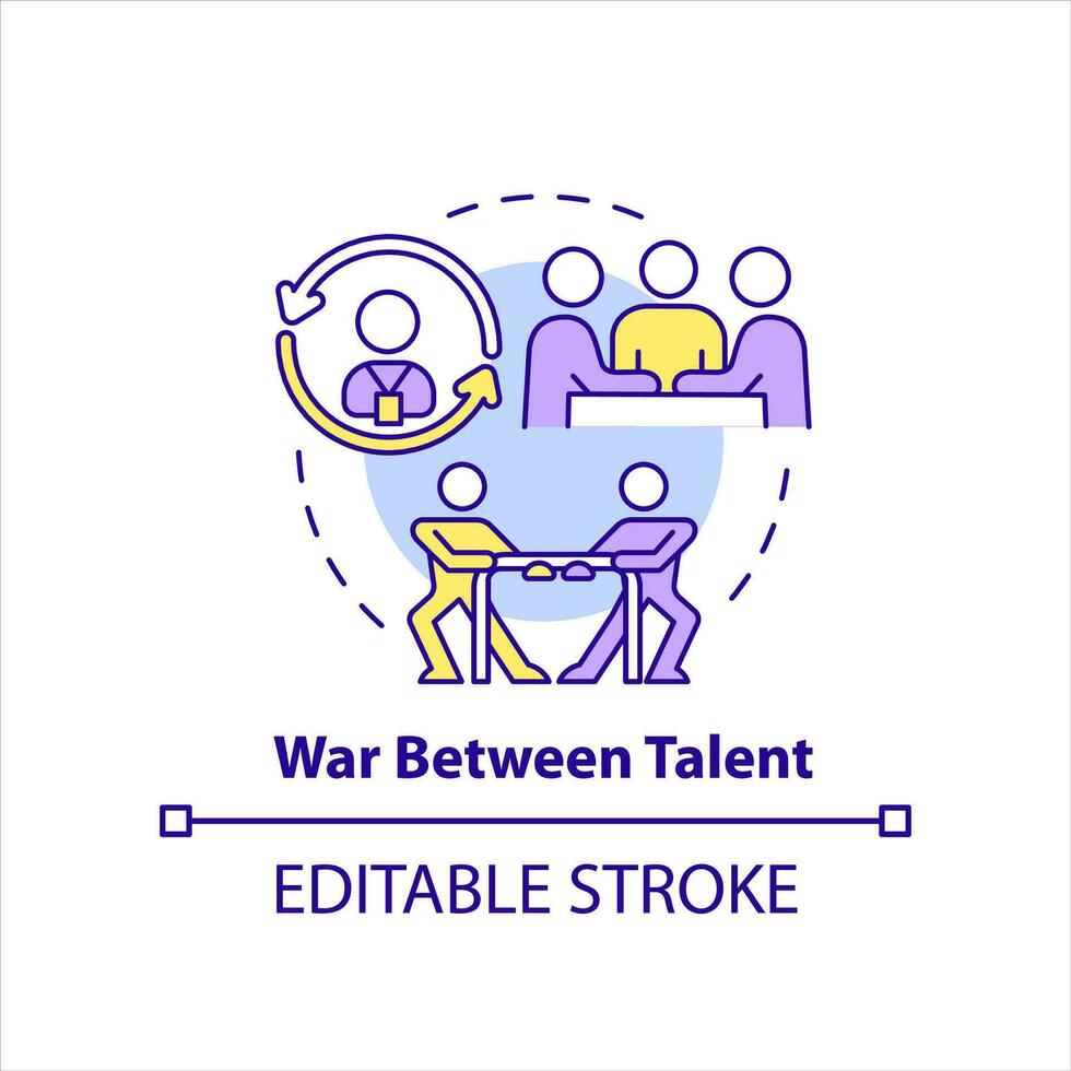 War between talent concept icon. Workers competition. Employee retention abstract idea thin line illustration. Isolated outline drawing. Editable stroke vector