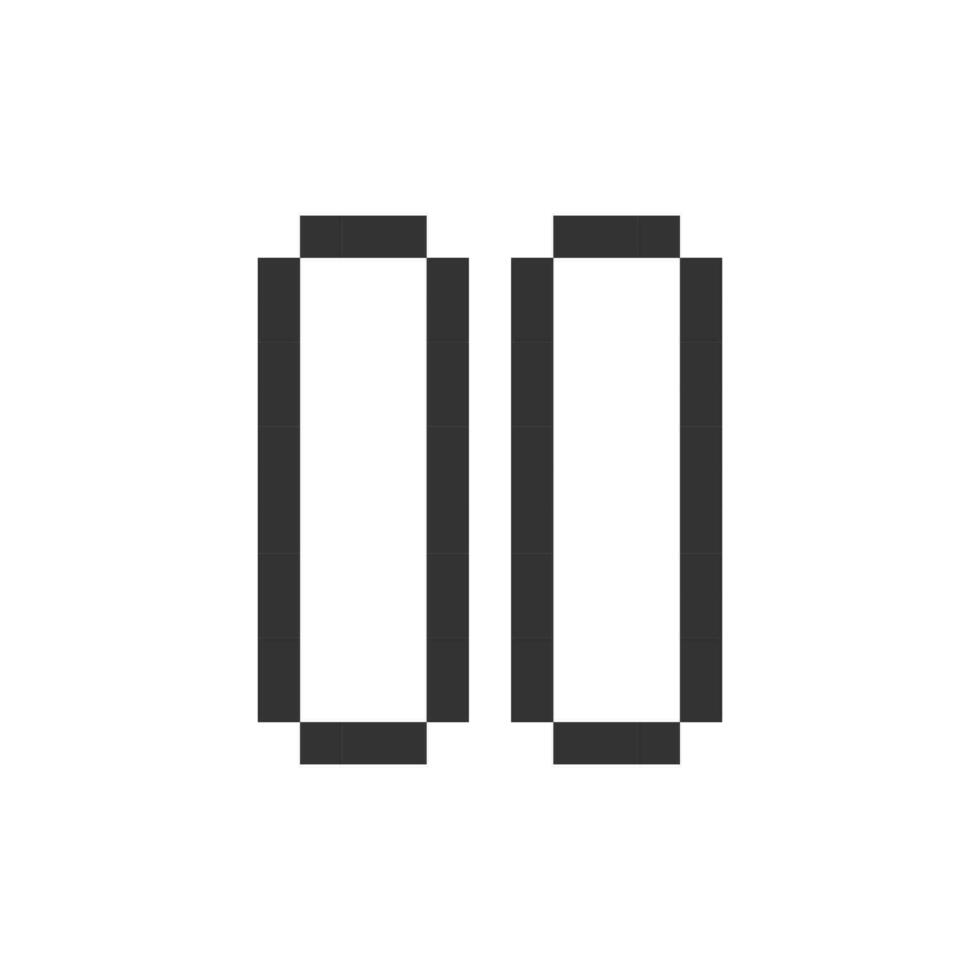 Pause button pixelated ui icon. Music player bar. Playing multimedia file. Watching video. Editable 8bit graphic element. Outline isolated vector user interface image for web, mobile app. Retro style