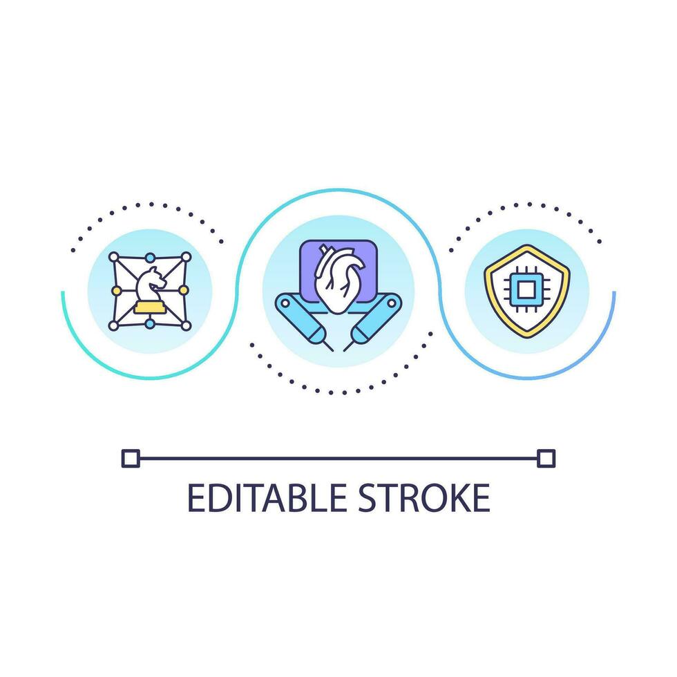 cuidado de la salud industria mejora metas lazo concepto icono. desarrollo de médico negocio resumen idea Delgado línea ilustración. aislado contorno dibujo. editable carrera vector