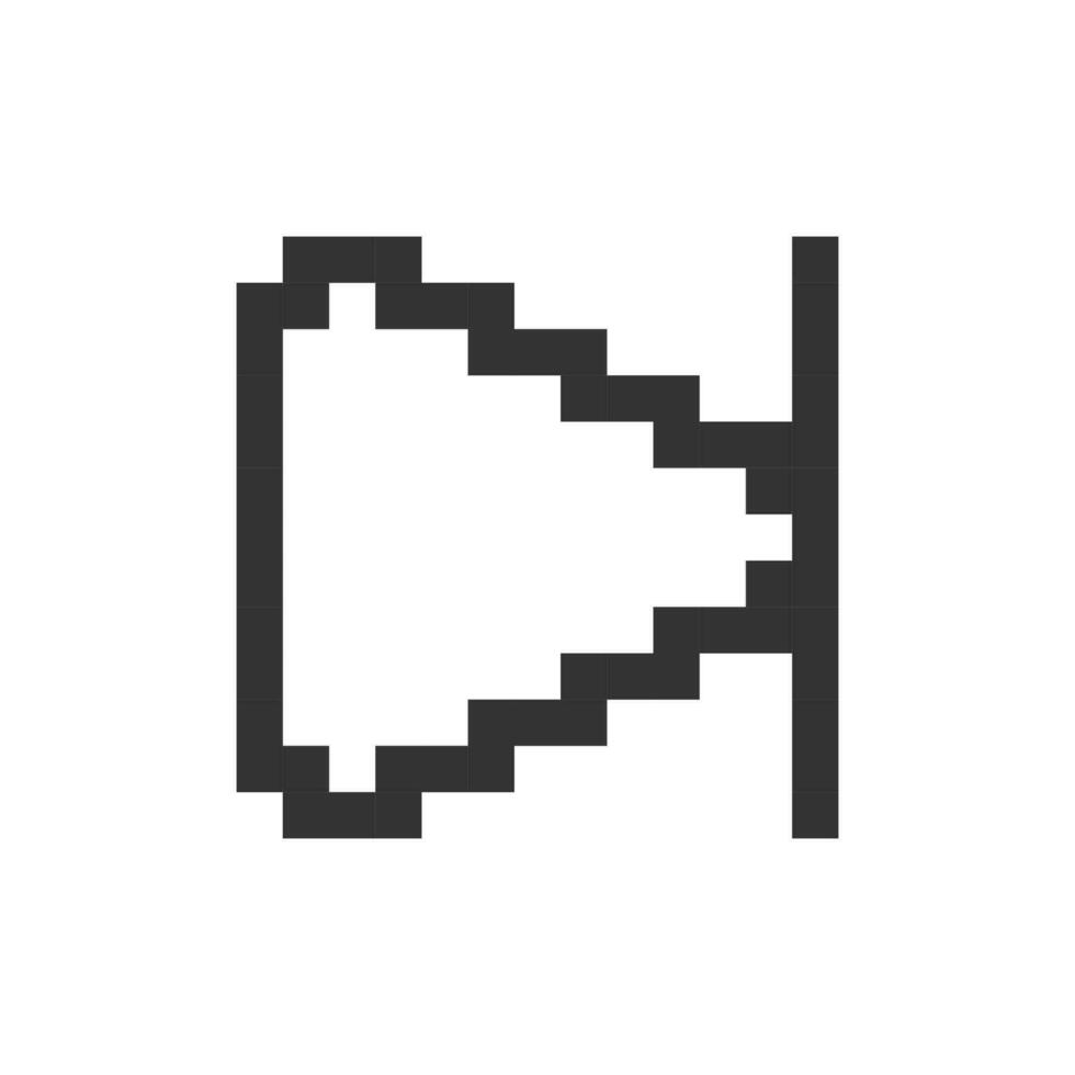 Skip next button pixelated ui icon. Music player bar. Play multimedia file. Progress bar. Editable 8bit graphic element. Outline isolated vector user interface image for web, mobile app. Retro style