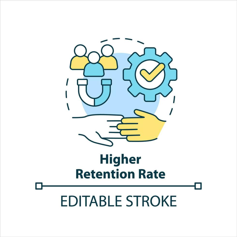 Higher retention rate concept icon. Talents magnet. Increase employees loyalty abstract idea thin line illustration. Isolated outline drawing. Editable stroke vector