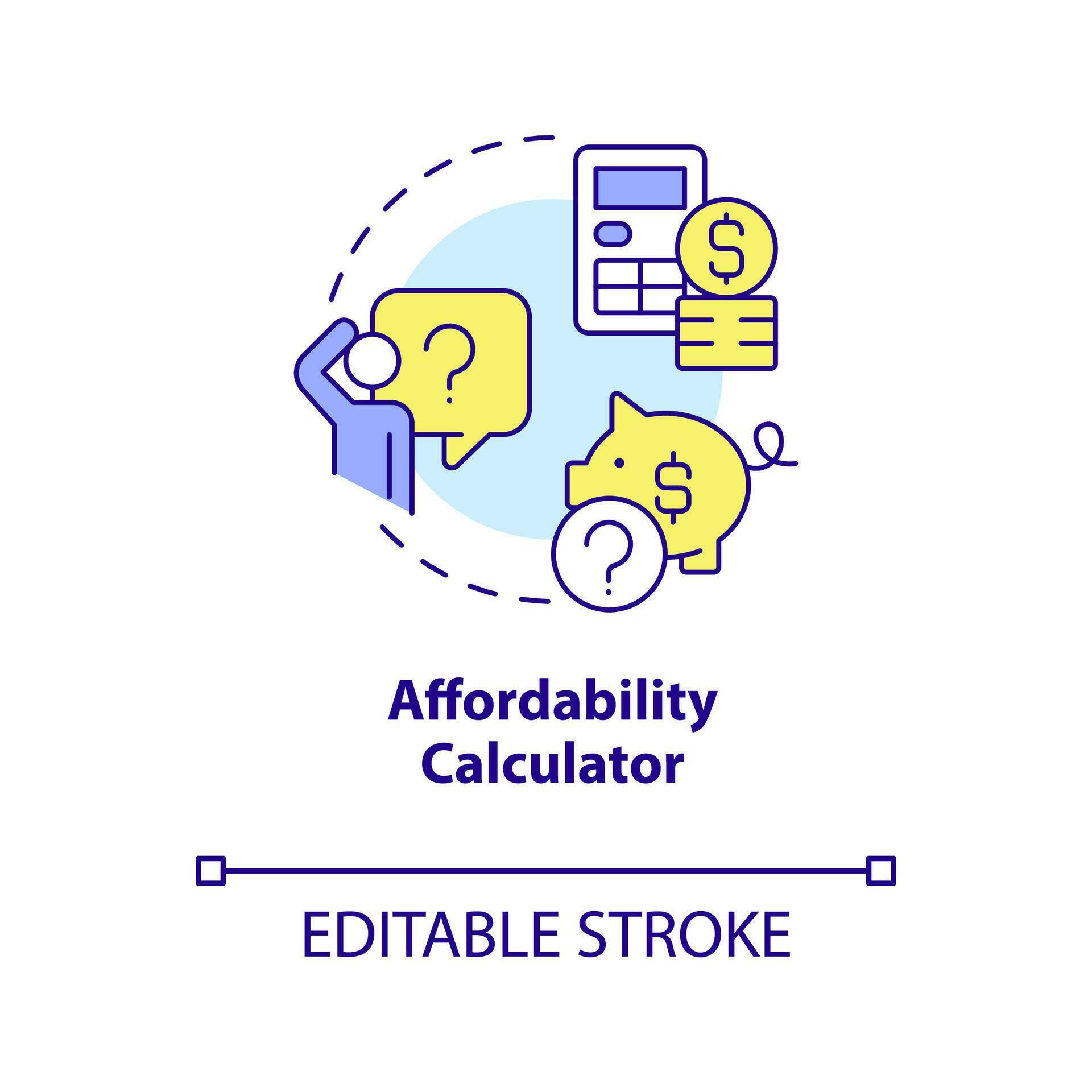Home affordability calculator concept icon. Real estate. Mortgage