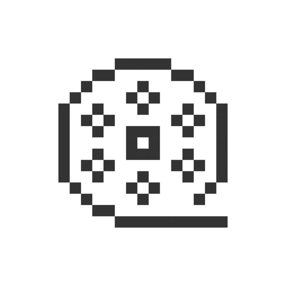 Film reel pixelated ui icon. Motion pictures. Recorded strip. Movie theater. Editable 8bit graphic element. Outline isolated vector user interface image for web, mobile app. Retro style
