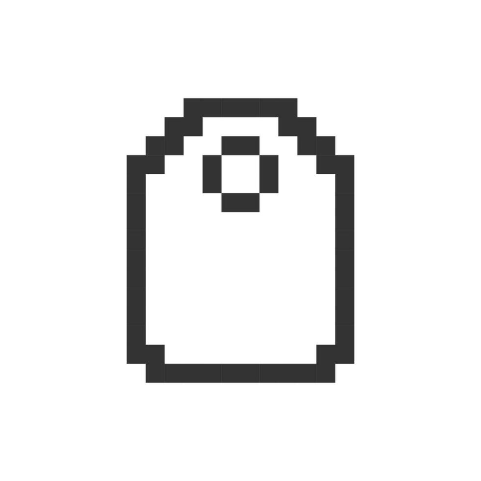 Price tag pixelated ui icon. Label placement. Showing retail prices. Online marketplace. Editable 8bit graphic element. Outline isolated vector user interface image for web, mobile app. Retro style