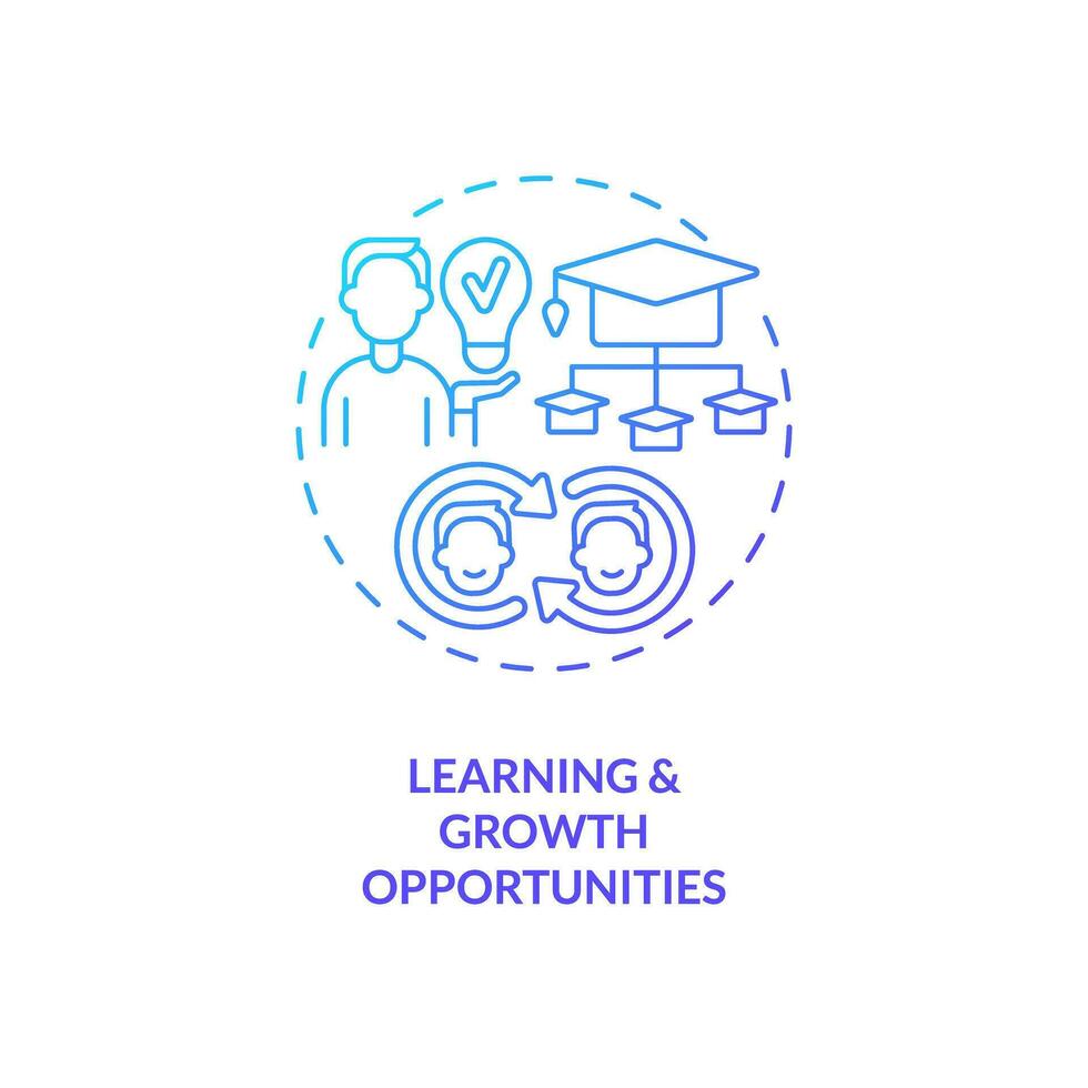 Learning and growth opportunities blue gradient concept icon. Professional development. Knowledge share. Collaboration community abstract idea thin line illustration. Isolated outline drawing vector