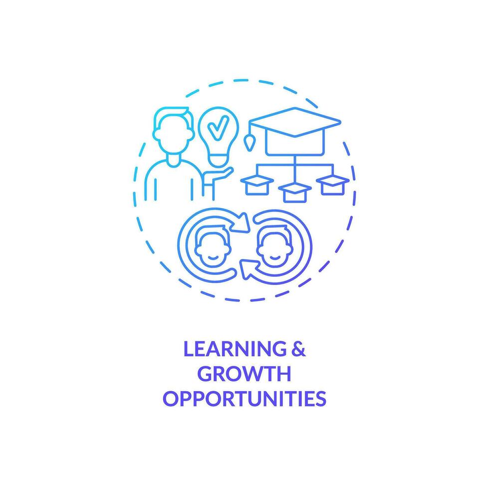 Learning and growth opportunities blue gradient concept icon. Professional development. Knowledge share. Collaboration community abstract idea thin line illustration. Isolated outline drawing vector