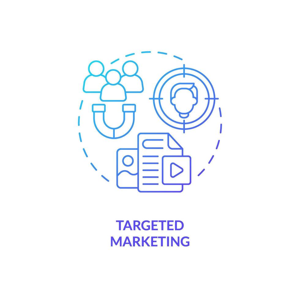 Targeted marketing blue gradient concept icon. Customer experience. Business strategy. Micro community. People connection abstract idea thin line illustration. Isolated outline drawing vector