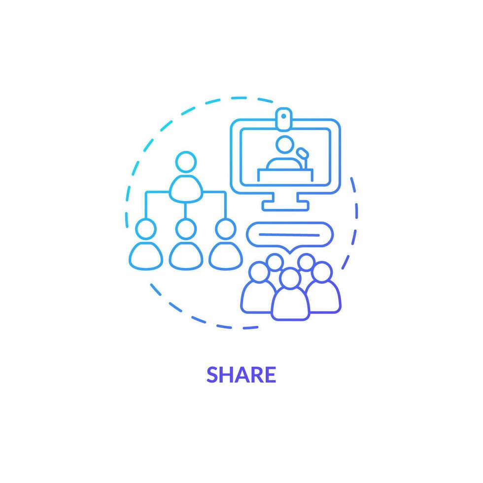 Share stories and experiences blue gradient concept icon. Safe space. Online conference. People together. Community support abstract idea thin line illustration. Isolated outline drawing vector