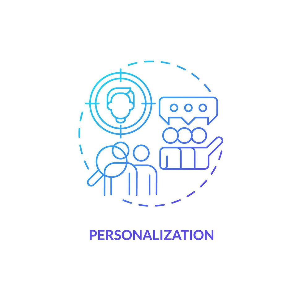 Personalization blue gradient concept icon. Individual approach. Sense of belonging. Community spirit. Social interaction abstract idea thin line illustration. Isolated outline drawing vector
