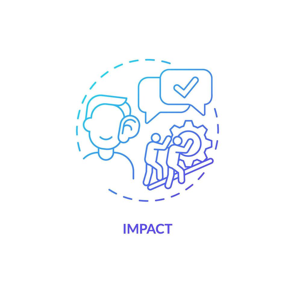 Impact blue gradient concept icon. Life changing. Sense of belonging. Community support. Personal growth. Positive change abstract idea thin line illustration. Isolated outline drawing vector