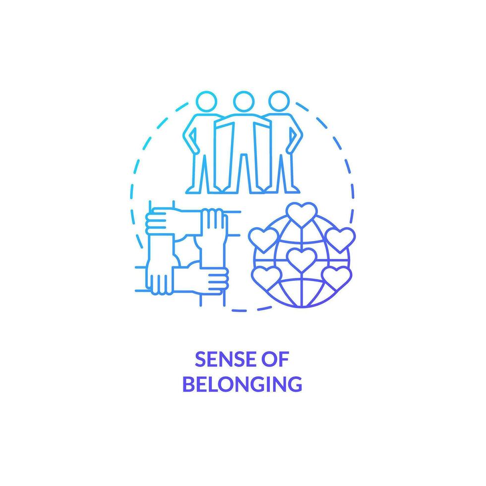 Sense of belonging blue gradient concept icon. Micro community. Common goal. Interpersonal relationship. Social cohesion abstract idea thin line illustration. Isolated outline drawing vector