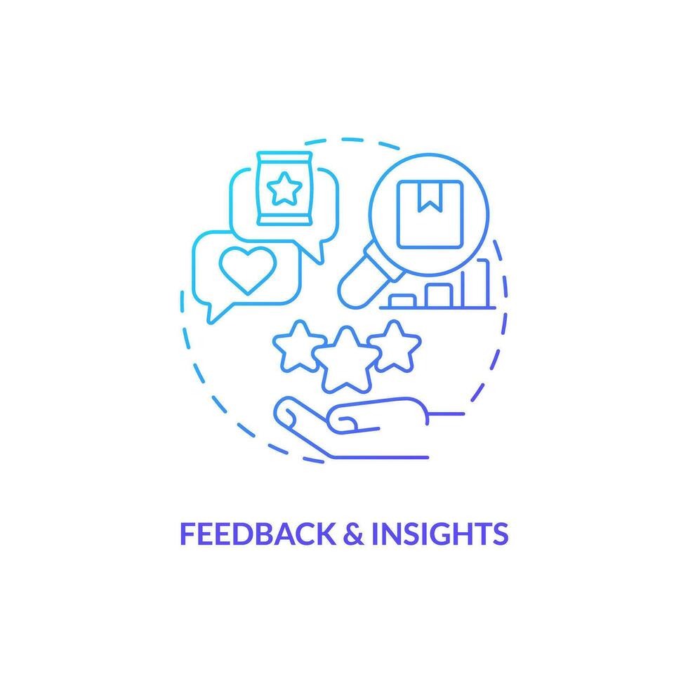 Feedback and insights blue gradient concept icon. Customer need. Reputation management. Micro community. Marketing strategy abstract idea thin line illustration. Isolated outline drawing vector