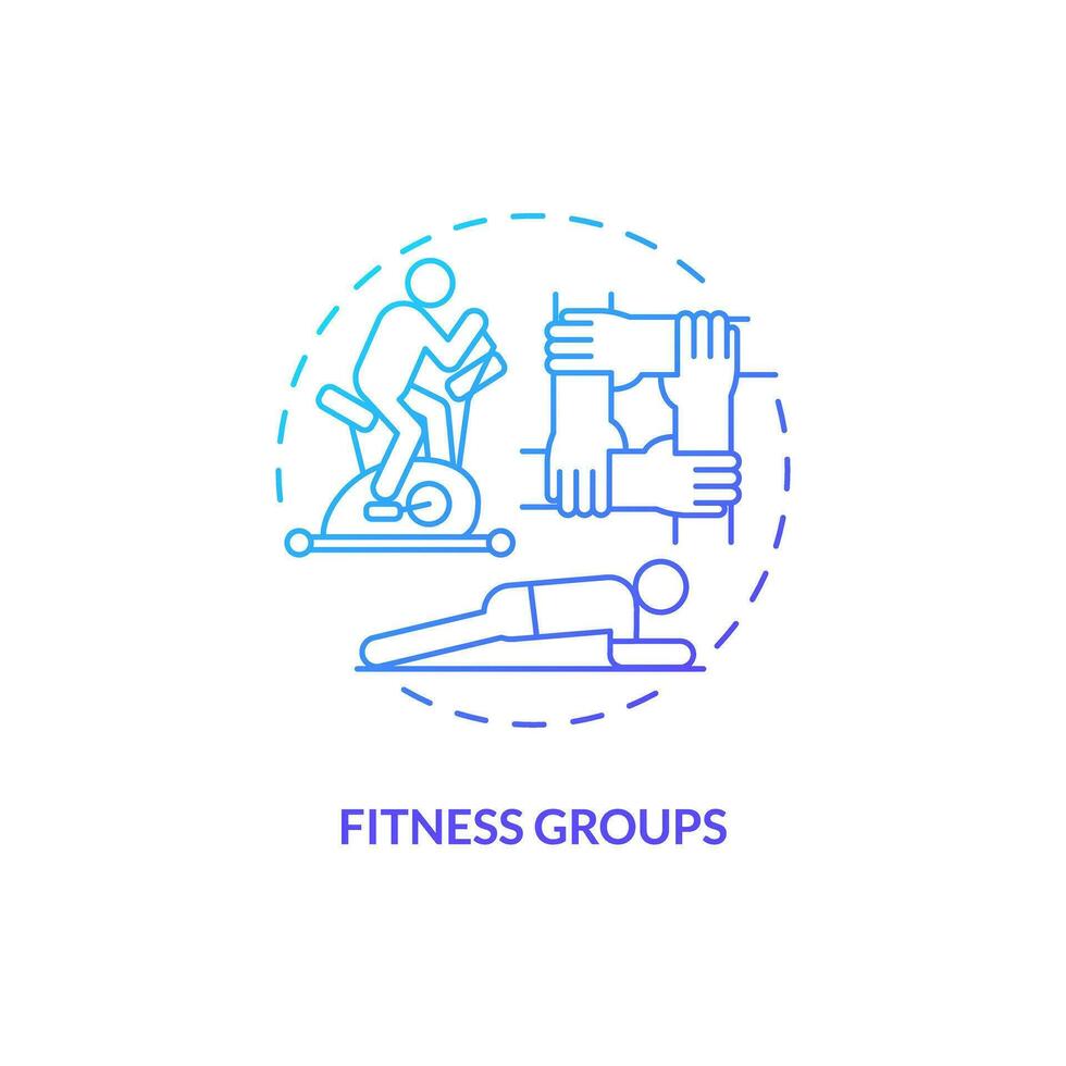 Fitness groups blue gradient concept icon. Sport activity. Physical exercise. Training together. Small group. Community support abstract idea thin line illustration. Isolated outline drawing vector