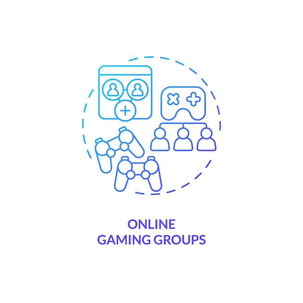 Online gaming groups blue gradient concept icon. Cyber sport. Play together. Video game. Social engagement. People community abstract idea thin line illustration. Isolated outline drawing vector