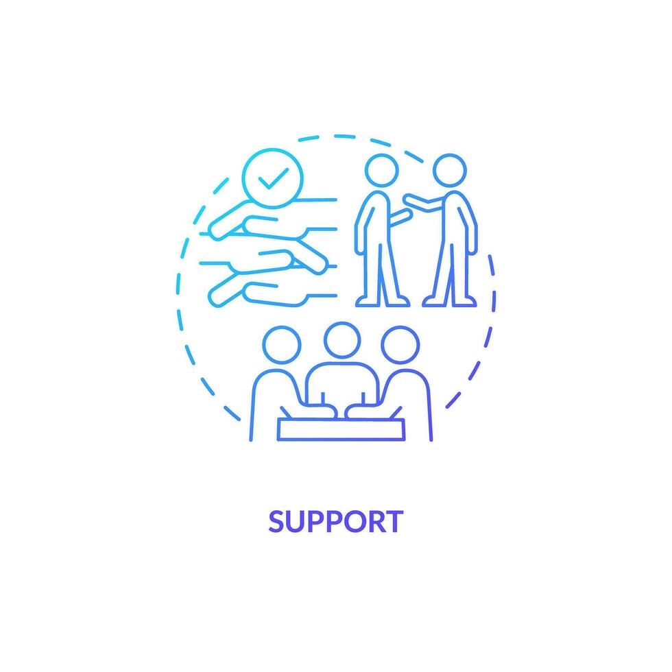 Support blue gradient concept icon. Emotional wellness. Group of people. Mental health. Social connection. Micro community abstract idea thin line illustration. Isolated outline drawing vector