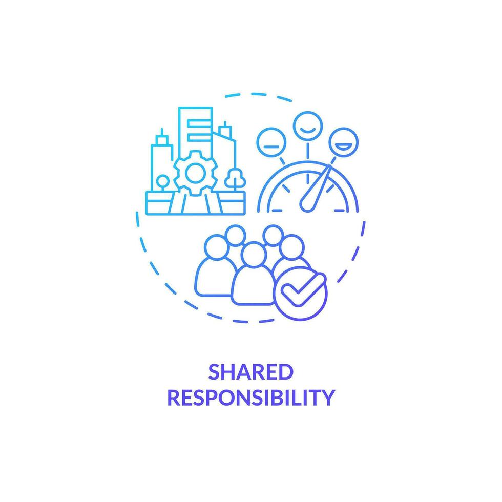 Shared responsibility blue gradient concept icon. Living community. Apartment building. Personal accountability. Social engagement abstract idea thin line illustration. Isolated outline drawing vector