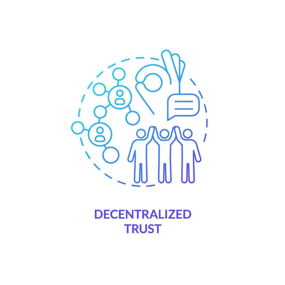 Decentralized trust blue gradient concept icon. People community. Direct access. Content creator. Support network. Social media abstract idea thin line illustration. Isolated outline drawing vector