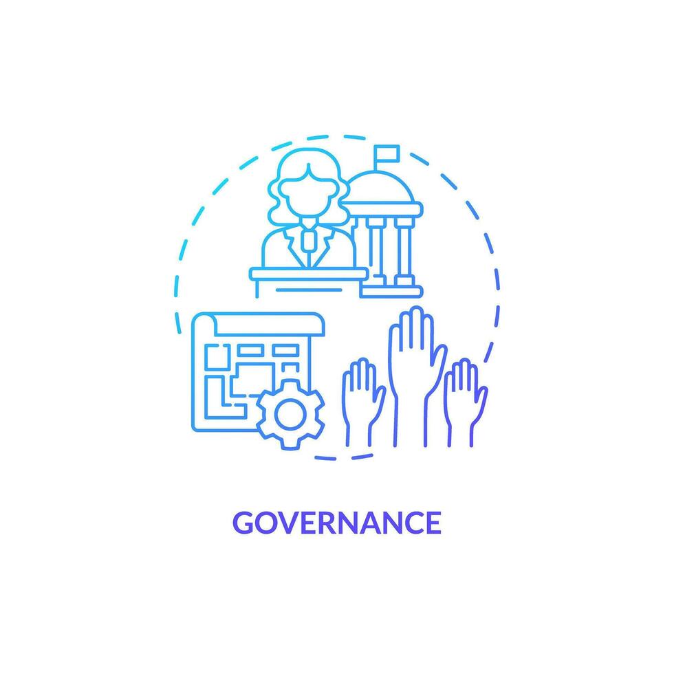 Governance blue gradient concept icon. Governing body. Community board. Homeowner association. Decision making. Community building abstract idea thin line illustration. Isolated outline drawing vector