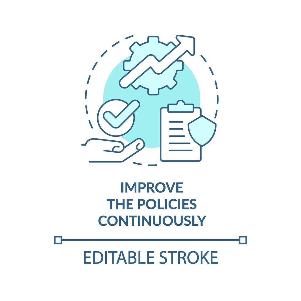 Improve customer service policies continuously turquoise concept icon. Communication abstract idea thin line illustration. Isolated outline drawing. Editable stroke vector