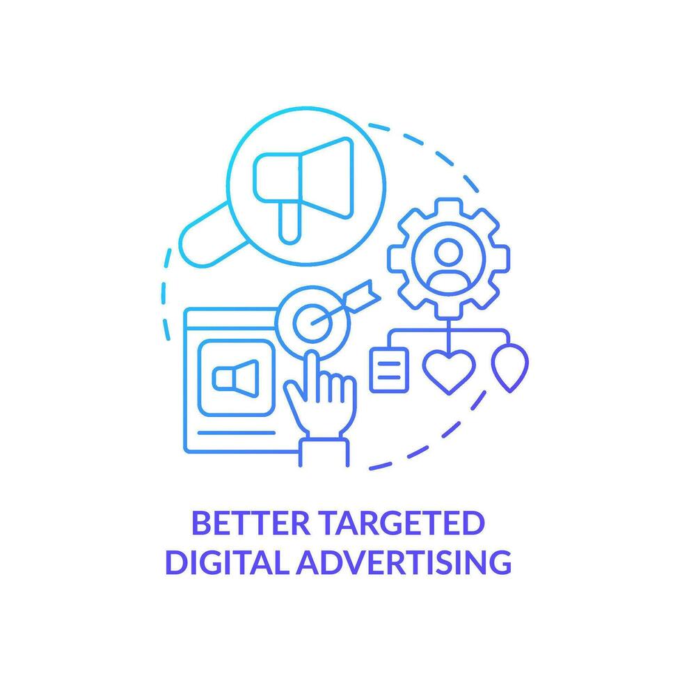 Better targeted digital advertising blue gradient concept icon. Market segmentation benefit abstract idea thin line illustration. Isolated outline drawing vector