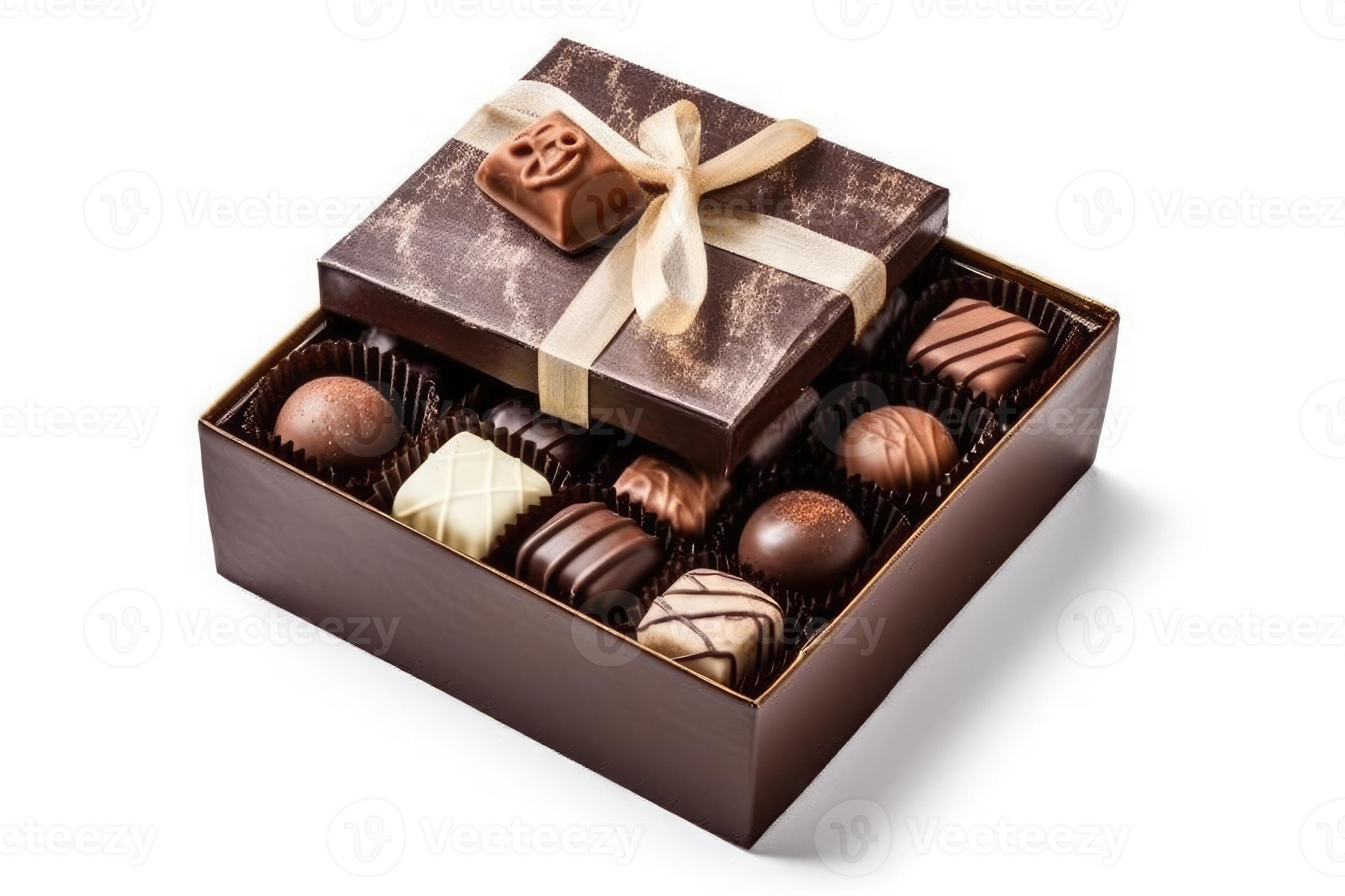 chocolate box white isolated background Food Photography AI Generated