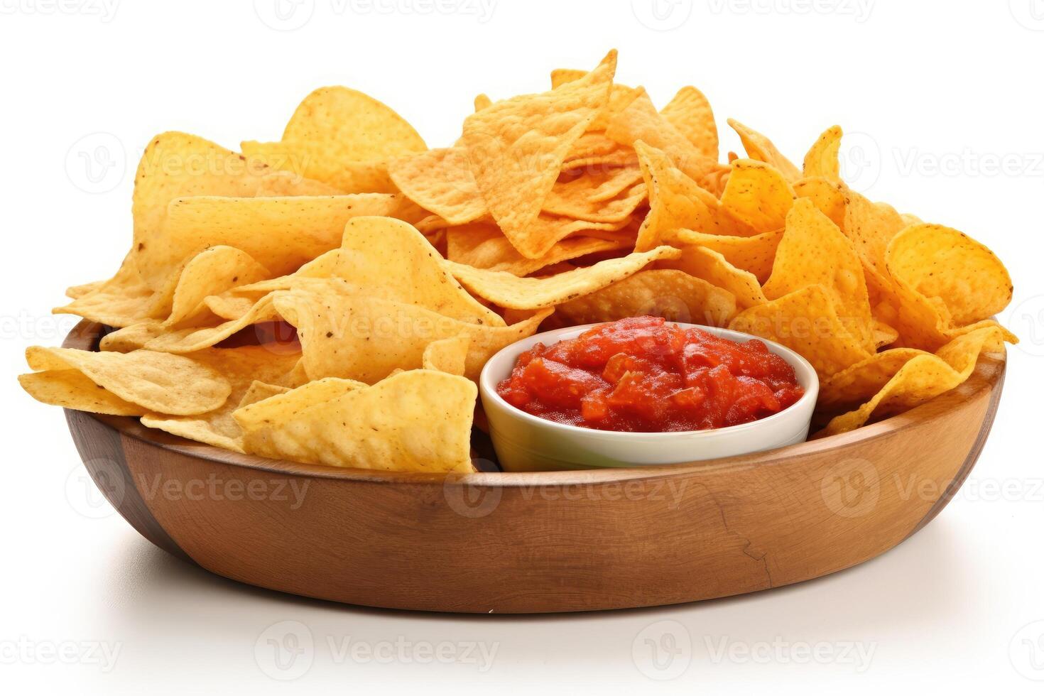 chips and dips white isolated background Food Photography AI Generated photo